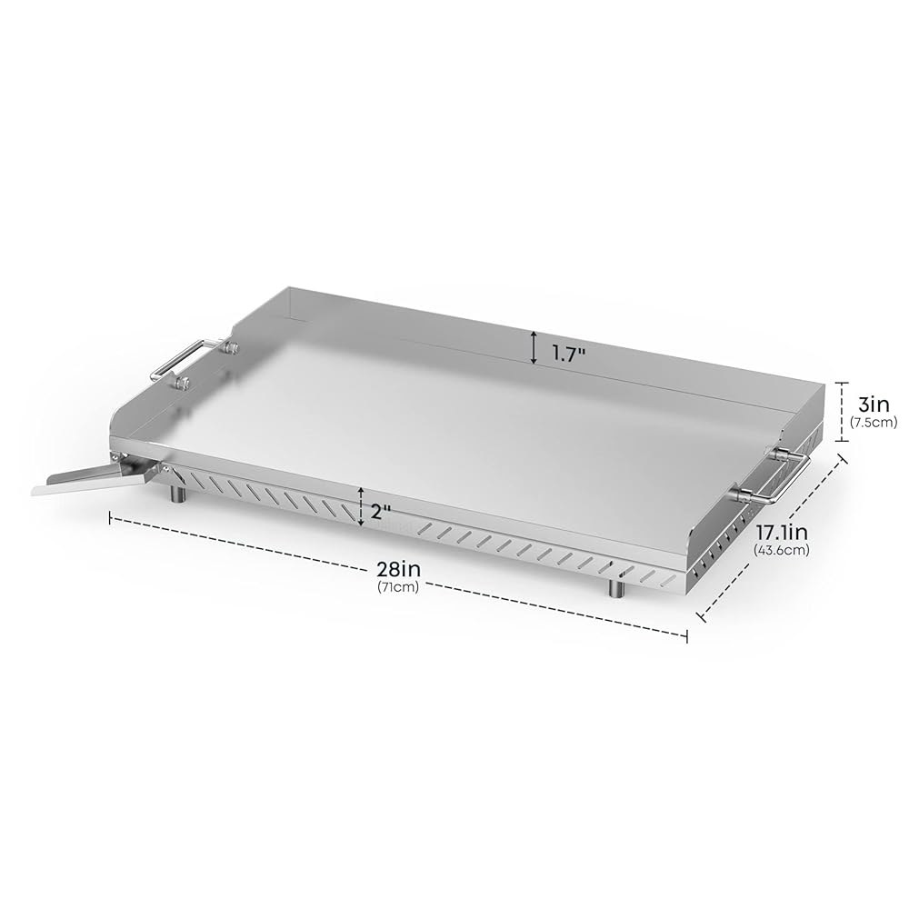 캠프 셰프 4 버너 그릴용 스탠브로일 스테인리스 스틸 플랫 탑 그릴, FTG600, FTG900PG, FTG600P 대체품, 조리 크기 28인치 x 17인치 - 상세 이미지 3