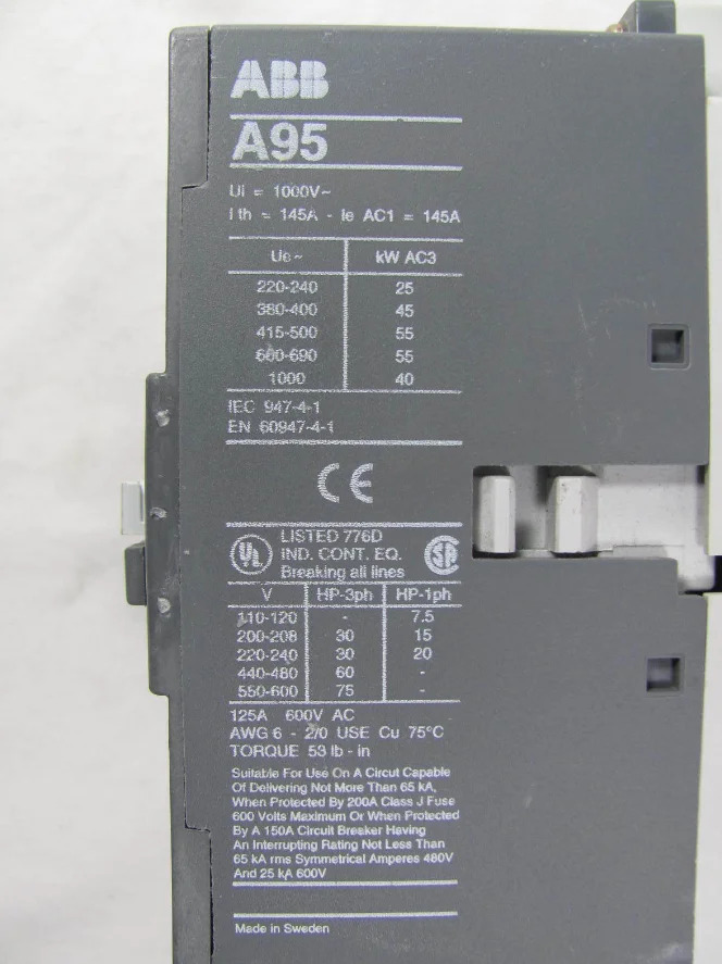 오리지널 ABB AC 접촉기 A95-30-11 AC24V AC110V AC220V 신