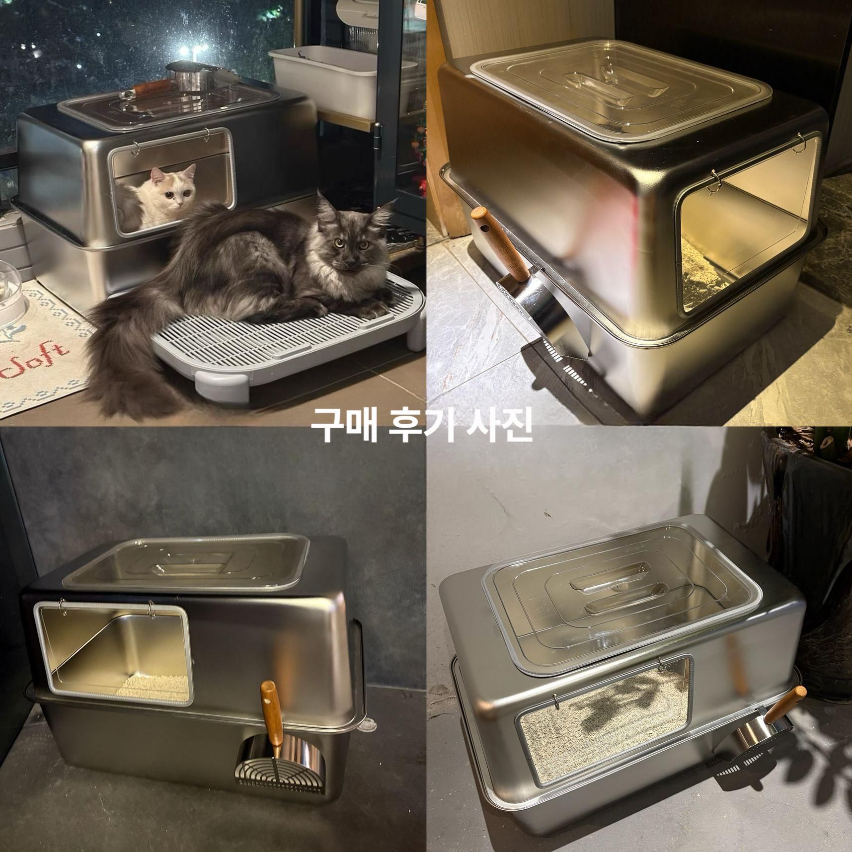 대형 고양이 화장실 토일렛 평판형 모래삽 묘래박스 가벼운 배변통 오픈형 - 상세 이미지 3