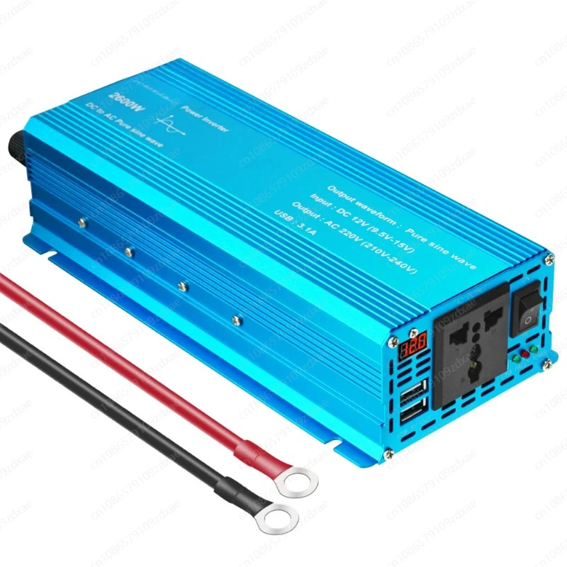 순수 사인파 DC 12V 220V 속도 피크 전력 자동차 플매트 카펫 러그 인버터 어댑터 3.1A USB 충전 1300W/2600W