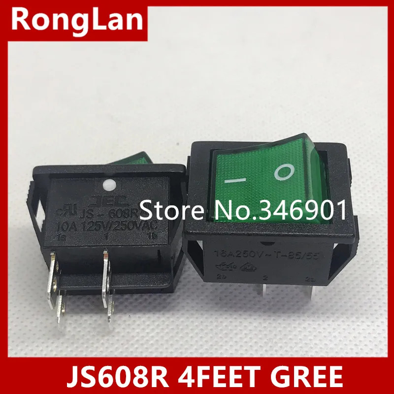 SAJEC 전원 스위치 로커 블랙 에지 JS-608R JS608R 다리 220V 이조명 녹색 RED 4 피트 6 피트-50p