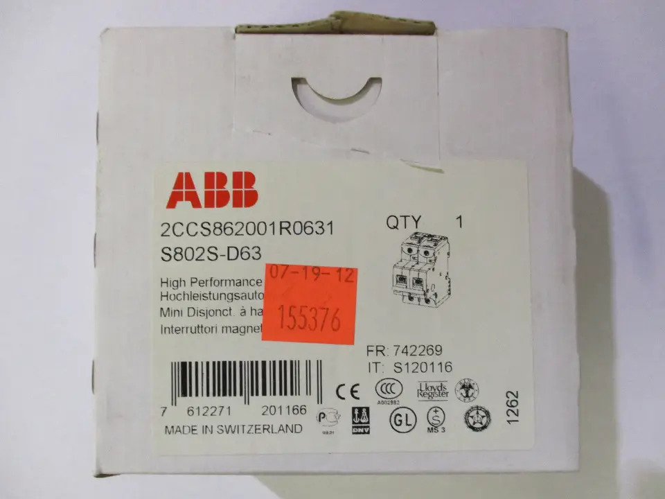 ABB 하이 브레이킹 회로차단기 S802S-D63 S802S-K63 신