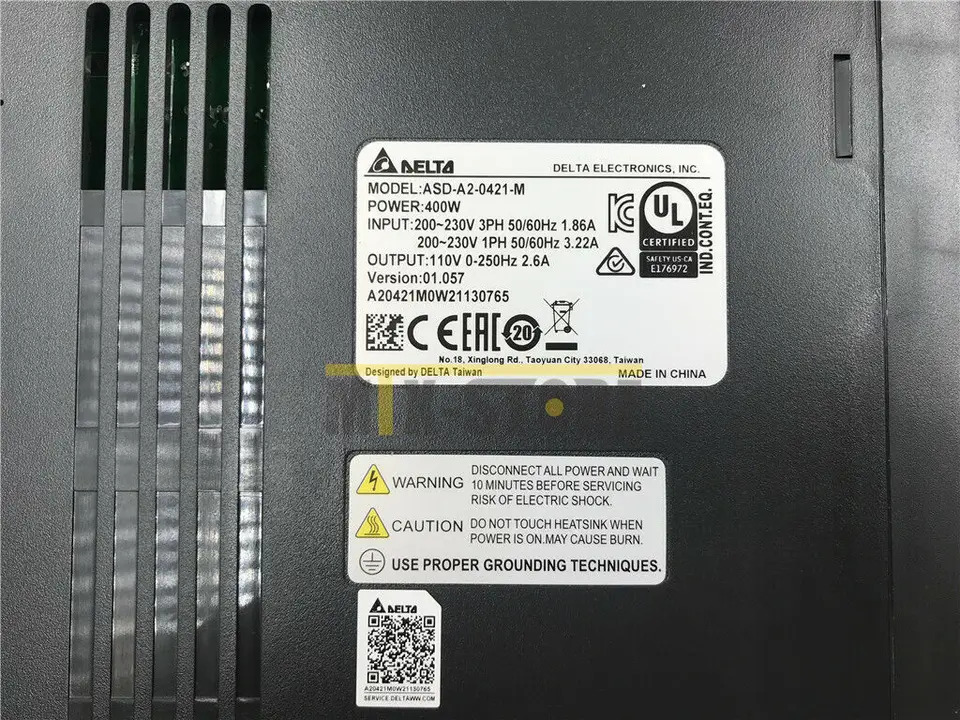 델타 ASD-A2-0421-M AC 서보 드라이브1ph 220V 400W 2.6A