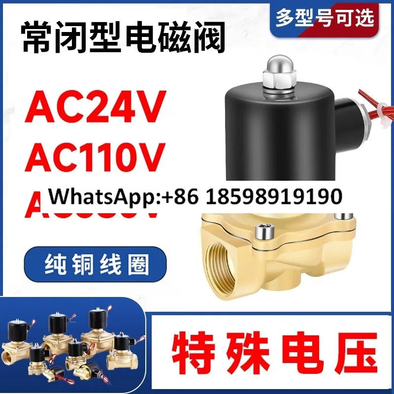일반적으로 닫힌 구리 솔레노이드 제어수 스위치 에어 밸브 특수 전압 AC380V 110V AC24V