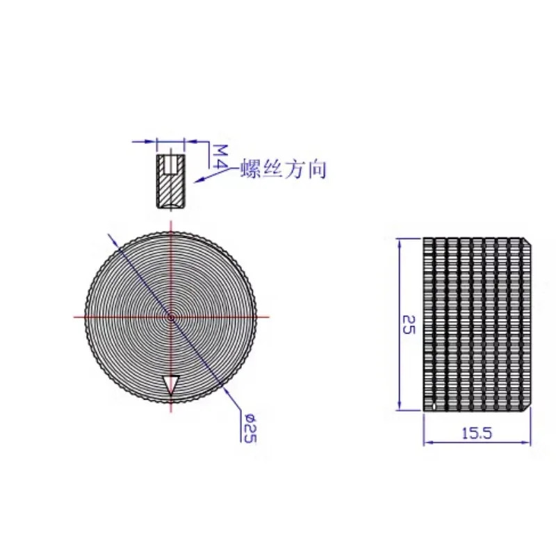 10Pcs 알루미늄 합금 손잡이 캡 검정색 6.4MM 직경 25MMX15.5MM 밝은 자리