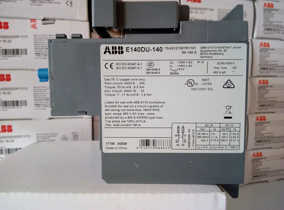 ABB 전과부하 릴레이 E140DU-140A 10091136 신