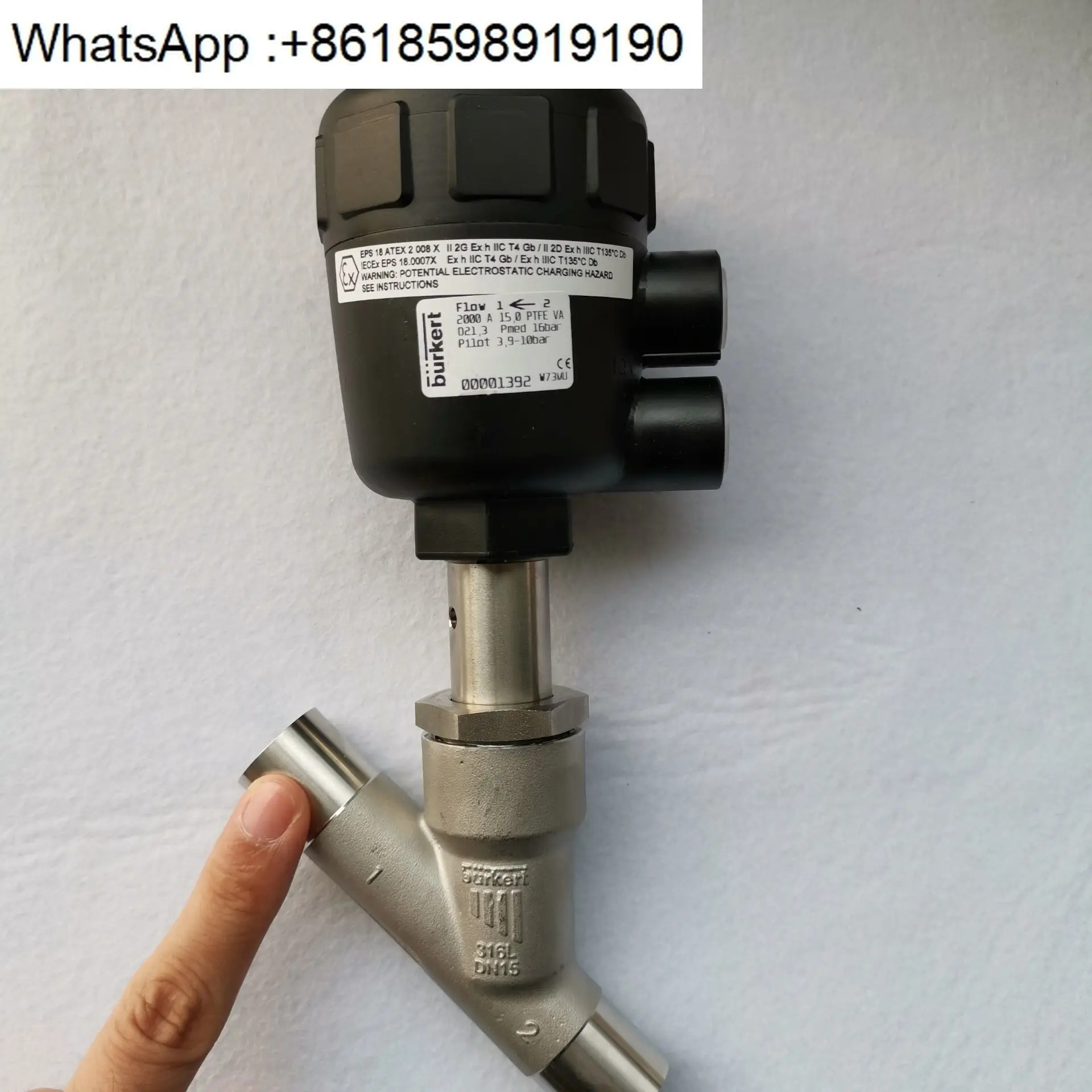 Burkert 공압 앵글 시트 밸브 DN15 2000 A 15.0 PTFE VA 00001392  스테인레스 스틸 베이스