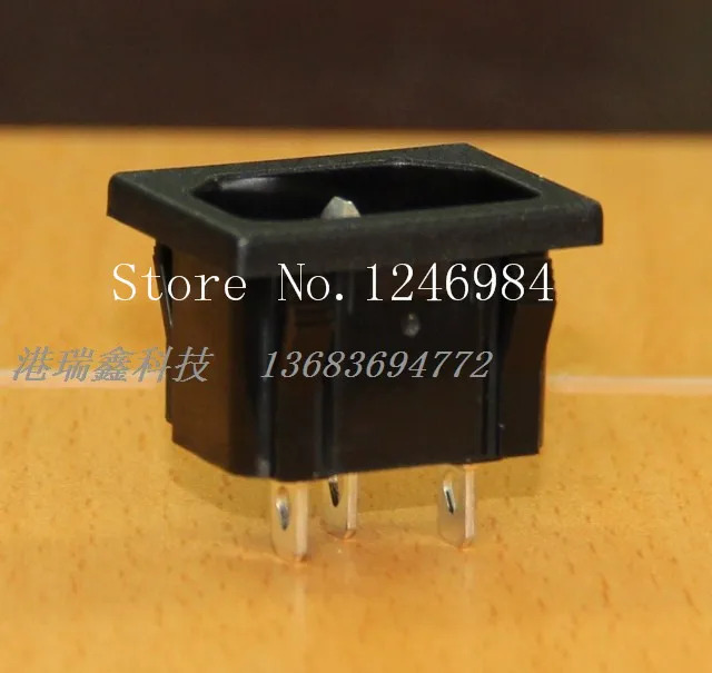 WINFOONG AC 콘센트 블랙 삼각형 카드 3핀 전원 커넥터 소켓 오리지널 SS-120 인증 100 개