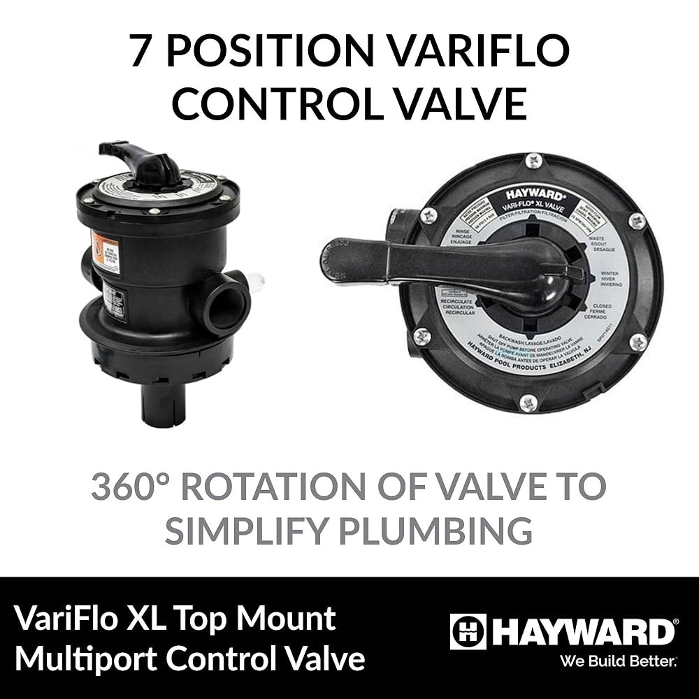 Hayward SP0714T Vari-Flo 7포지션 탑 마운트 멀티포트 밸브, 1.5인치 포트, ProGrid 및 DE 풀 필터용 1-1/2-Inch-FIP - 상세 이미지 3