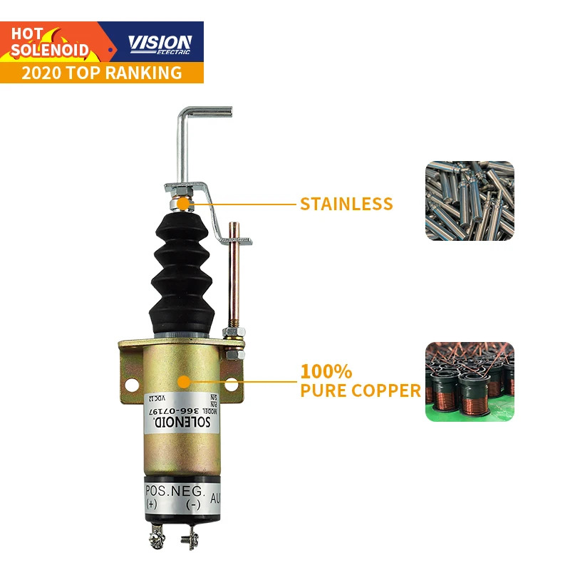 12v 푸시 풀 솔레노이드 366-07197 36607198 굴삭기 부품 디젤 엔진 24V 발전기 밸브 36607197