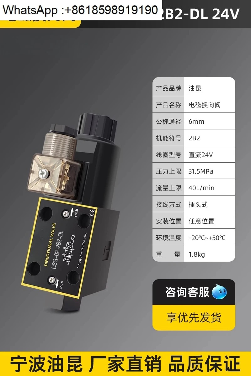 유압 솔레노이드 밸브 DSG-02-3C2/3C4/3C6-DL24/220 DSG-02-2B2 방향