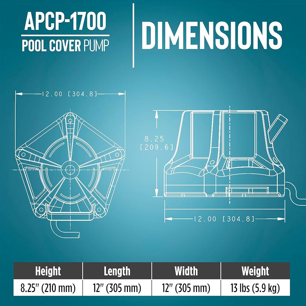 리틀 자이언트 APCP-1700 115볼트, 1/3 , 1745 GPH, 자동, 잠수식, 수영장 커버 펌프, 25피트 코드, 라이트 블루, 577301 Light Blue - 상세 이미지 3