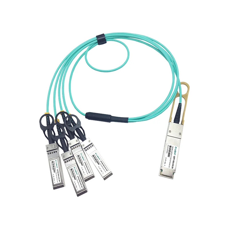 C-라이트 100G AOC QSFP28-4x25G SFP28 브레이크 활성 광 케이블