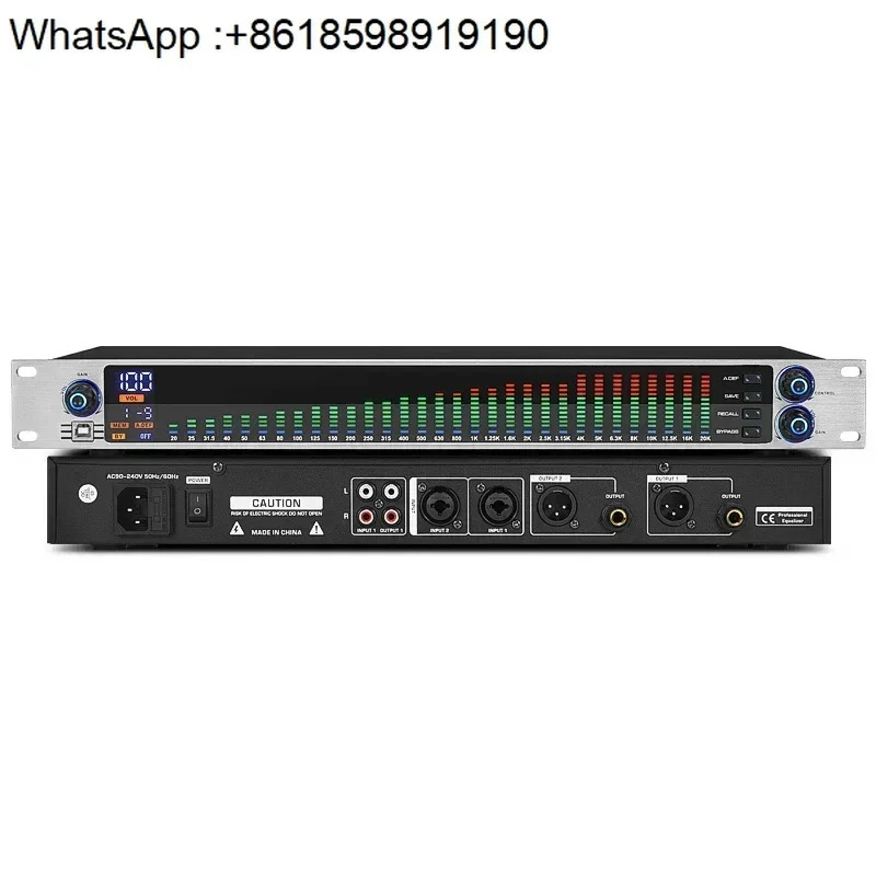Equalizer Professional 31 세그먼트 홈 스테이지 퍼포먼스 바 고등학교 베이스 EQ 튜너 소음 감소 디지털 이퀄라이저