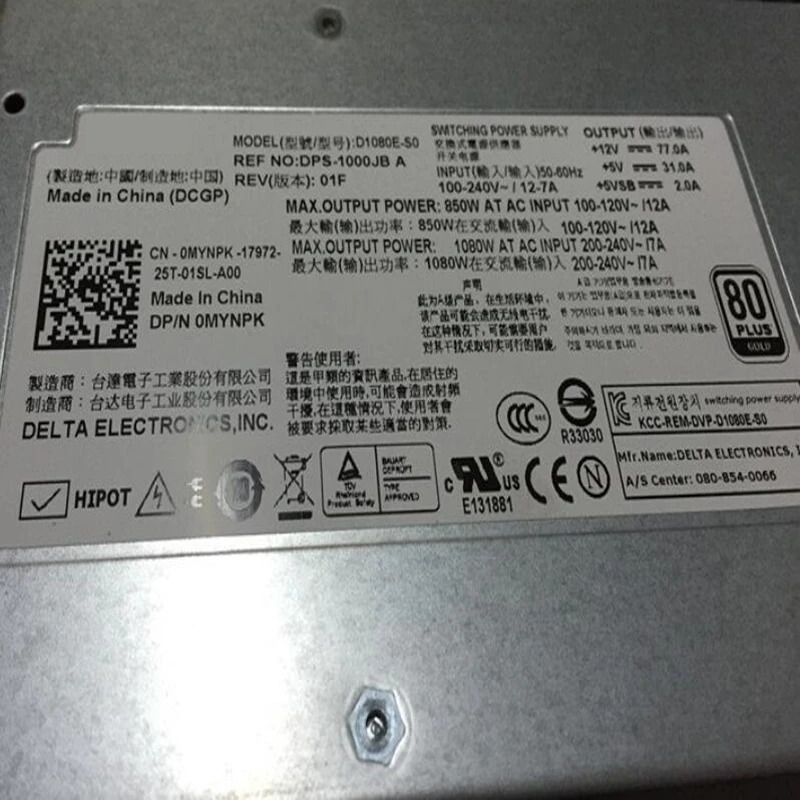 Dell EqualLogic PS6110E PS6210E 1080W D1080E-S0 D1080N-S0 0VHFKD 0MYNPK 0M2JTJ H1080E-S0 DPS-1000JB