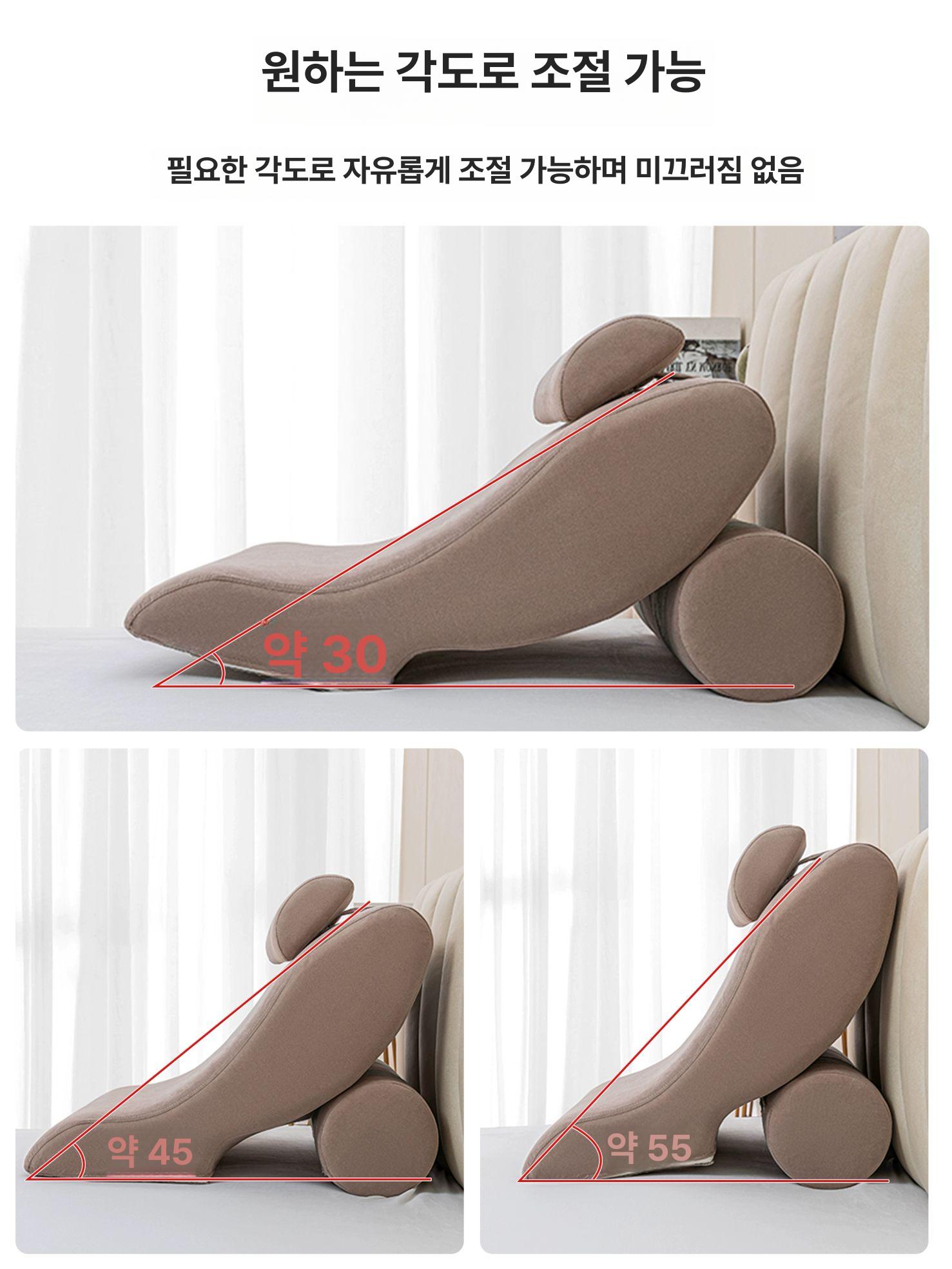 각도조절 등받침대 탄성 좌식 등받이쿠션 허리 인체공학 높이 경추 리클라이닝 - 상세 이미지 2