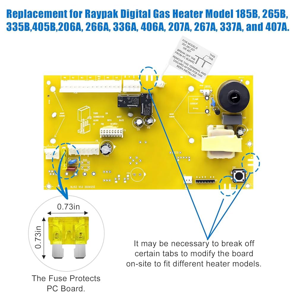 Raypak 디지털 히터 모델 206A 406A 185B 265B 335B 405B 266A 336A 207A 267A 337A 407A 풀 교체 부품을 위한 미욜로 013464F - 상세 이미지 3