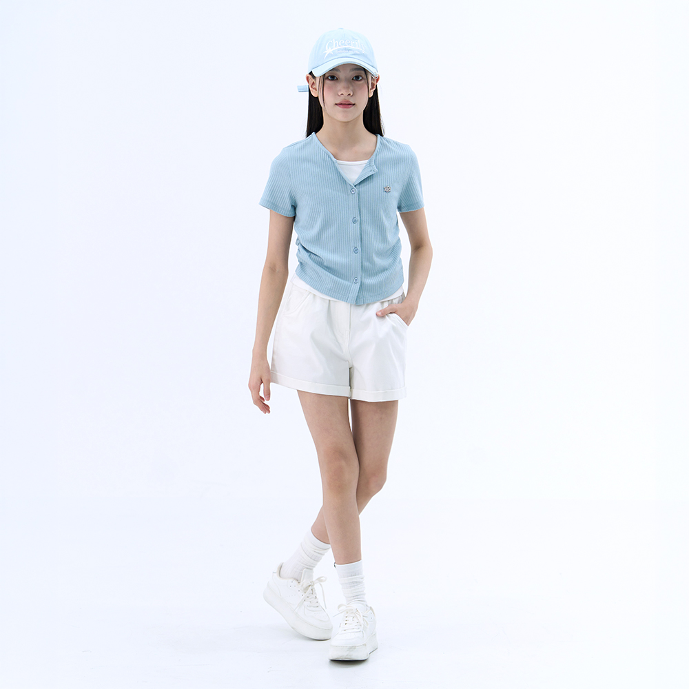 더데이걸 허리 셔링 롤업 3부 데님 TGTH26302 - 상품 이미지