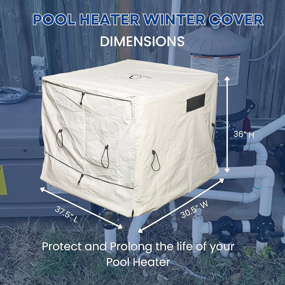 Climate Shield by Outdoor Solutions Inc 풀 히터 커버 - 겨울철 보호를 위한 튼튼한 비닐, 메쉬 통풍구, 단열 장비 커버, 히트 펌프 및 필터에 - 상세 이미지 2