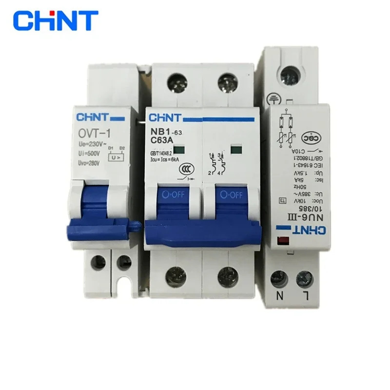 CHINT OVT-1 NB1-63 NU6-III POV-1 영구 과도 서지 보호기 Sobretensines transitorio y permanente monofsico MCB
