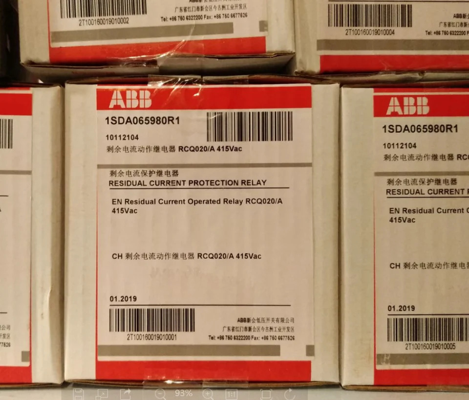 ABB 잔여 전류 액션 보호 릴레이 RCQ020/A 오리지널 신