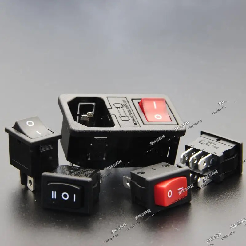 RLEIL AC 전원 콘센트 블랙 트리플 스위치 보험 1.0mm 1.5mm 2.0mm 잭 RL10-1F 레드 그린 블루 옐로우 -- 50p