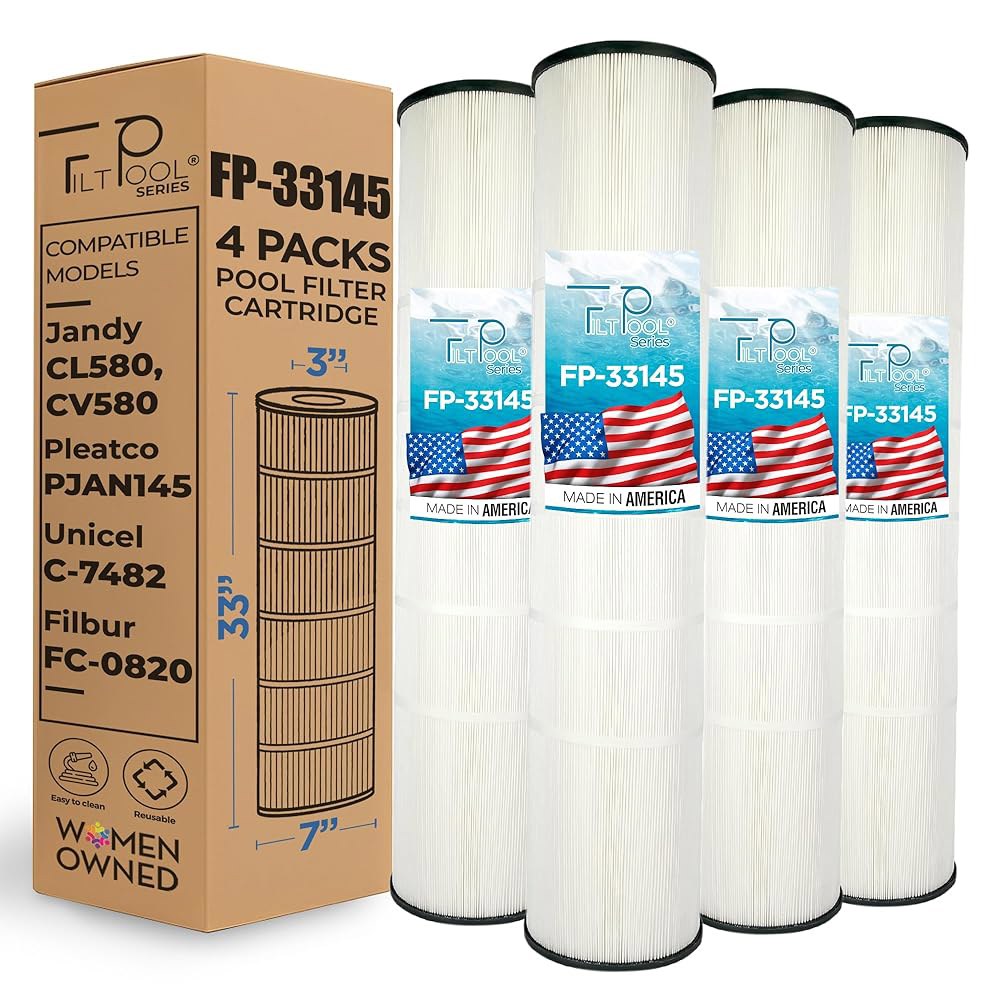 필터풀 - FP-3345- Jandy CL580용 풀 필터 카트리지 4팩 | R03357900 교체 고용량 여과, 오래 지속되는 성능 FP-2785 - 상품 이미지