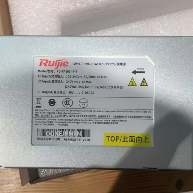오리지널 전원공급장치 RUIJIE 56V10.72A 600W RG-PA600I-P-F