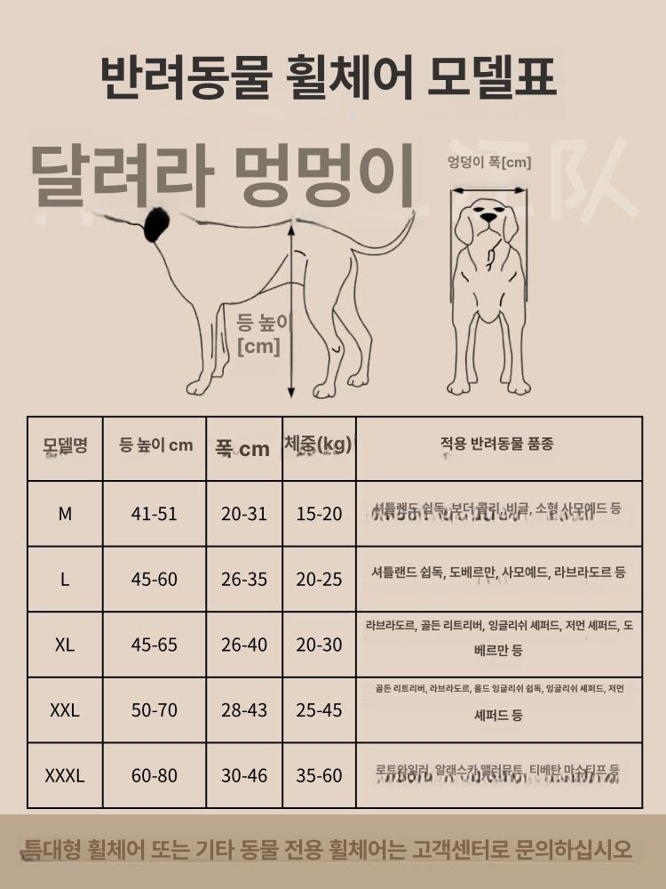 대형견 휠체어 리트리버 반려견 보행 보조기 강아지 보조 의족 마비 장애 고양이 노견 - 상세 이미지 4