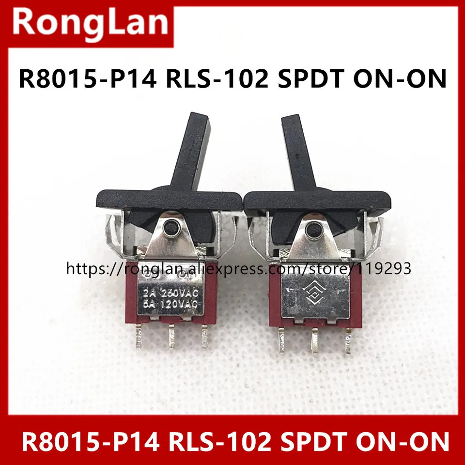 R8015-P14 만든 단일 삼각대 블랙 핸들 소형 토글 스위치 흔들 RLS-102 NO-NO--100PCS