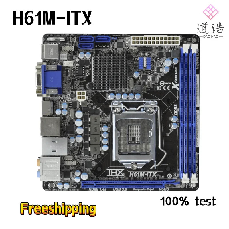 ASRock호환 H61M-ITX 마더보드16GB HDMI LGA 1155 DDR3 Mini-ITX H61 메인보드 완전 작동 리퍼