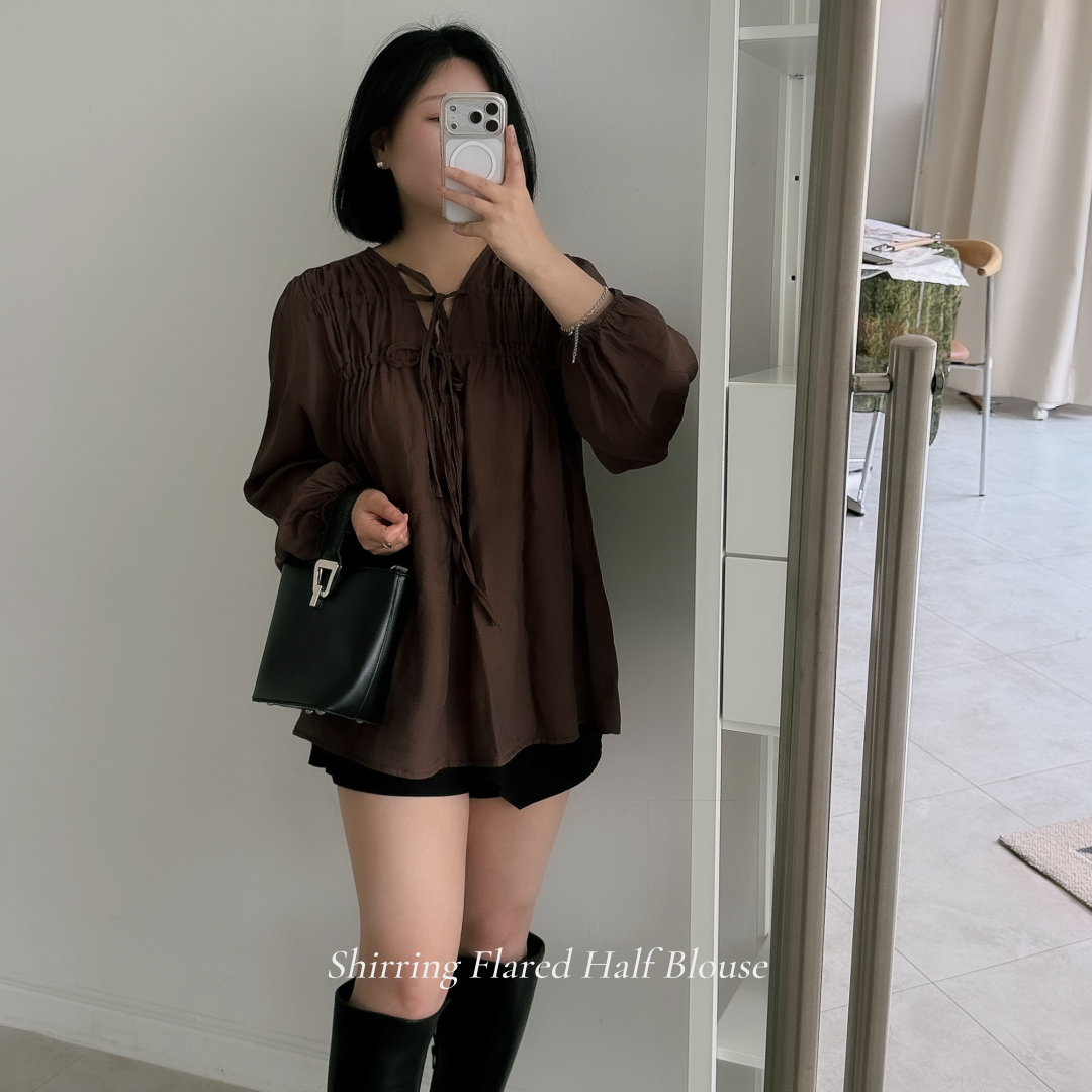 셔링블라우스 퍼프소매블라우스 빅사이즈 루즈핏 (44~77) 이미지 8