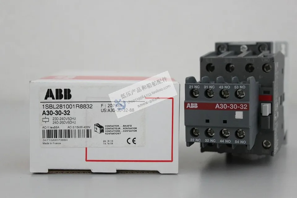 오리지널 ABB AC 코일 접촉기 A30-30-32 24V 220V 440VAC 60Hz 신