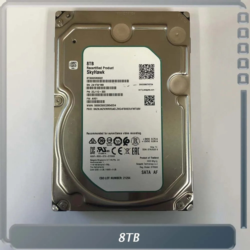ST8000VX0022 8TB 6Gb/s 256MB SkyHawk 감시 7200RPM SATA 하드 드라이브용