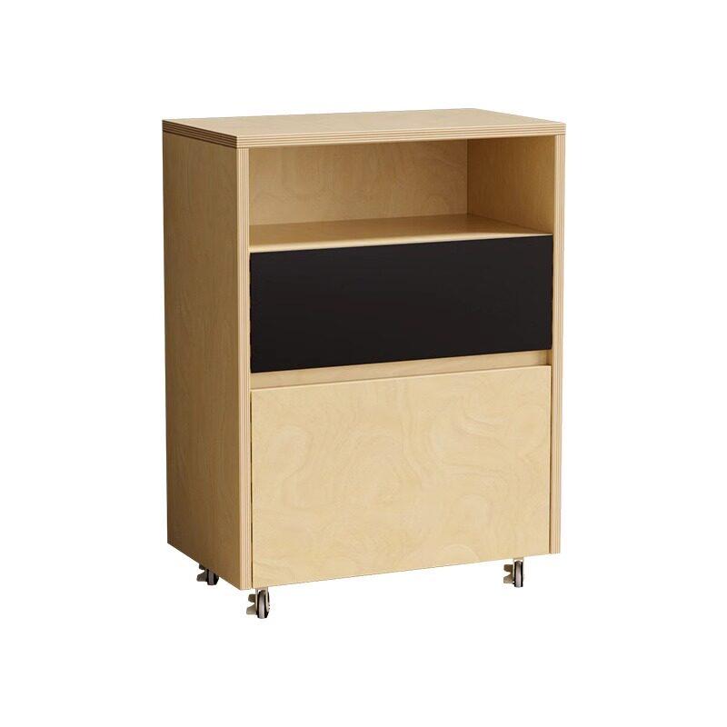 자작나무 합판 수납장 바퀴달린 서랍장 3단 이동식 내추럴우드 60x35x80cm 양문 - 상품 이미지