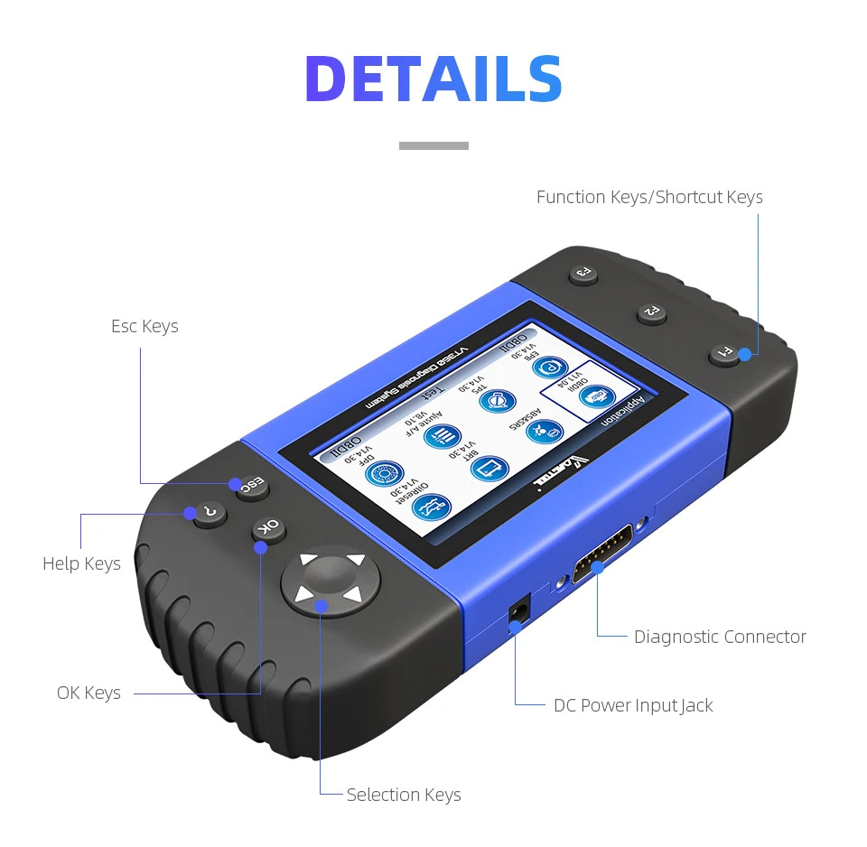VDIAOOL VT600 OBD2 자동 진단 스캐너 도구 엔진 ABS SRS EPB 오일 재설정 인젝터 코딩 OBDII 자동차