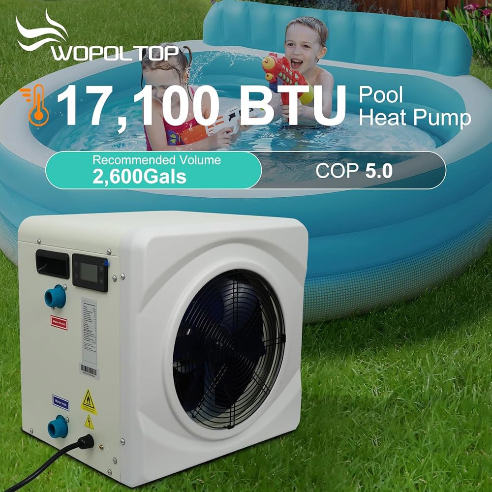 수영장용 WOPOLTOP 17100 BTU 풀 히트펌프, 난방과 냉방의 이중 기능, 5.2KW AC 고정 주파수 히터, 115V/60Hz, 최대 2600갤런 - 상세 이미지 3
