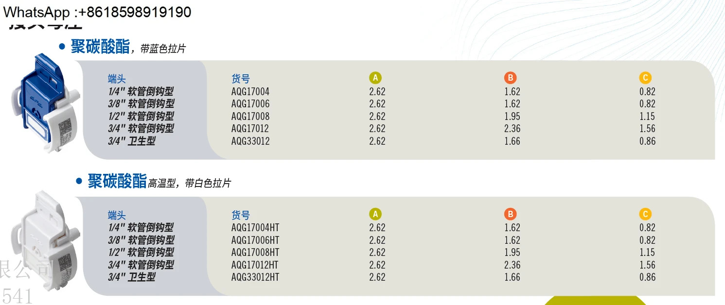 퀵 커넥터 AQG17004HT AQG17006HT AQG17008HT