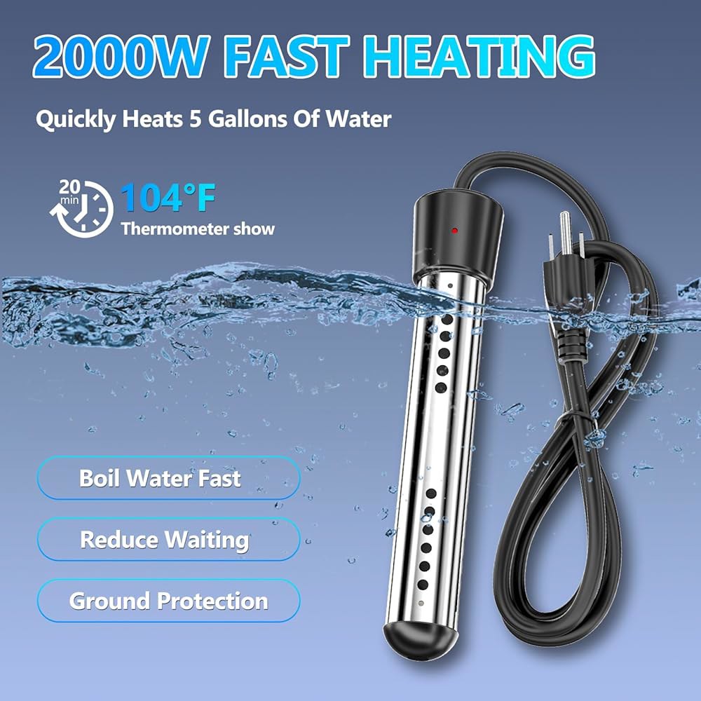 몰입형 온수기가 장착된 캠핑용 BSEED 휴대용 샤워기, 지능형 LED 디스플레이가 6000mAh 충전식 캠핑 하이킹, 여행, 반려동물 및 세차, 워터링 플랜트용 야외 샤워기 - 상세 이미지 3