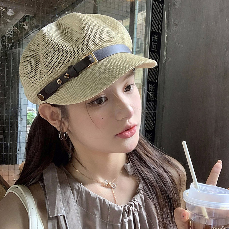 예쁜모자 벨트장식 메쉬짜임 뉴스보이캡 마도로스캡 - 상품 이미지