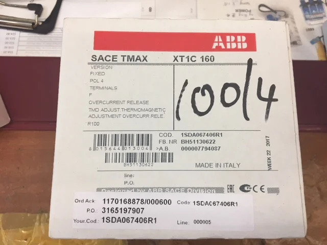 ABB 플라스틱 케이스 스위치 부품 XT1C160x 160 3P 4P 신