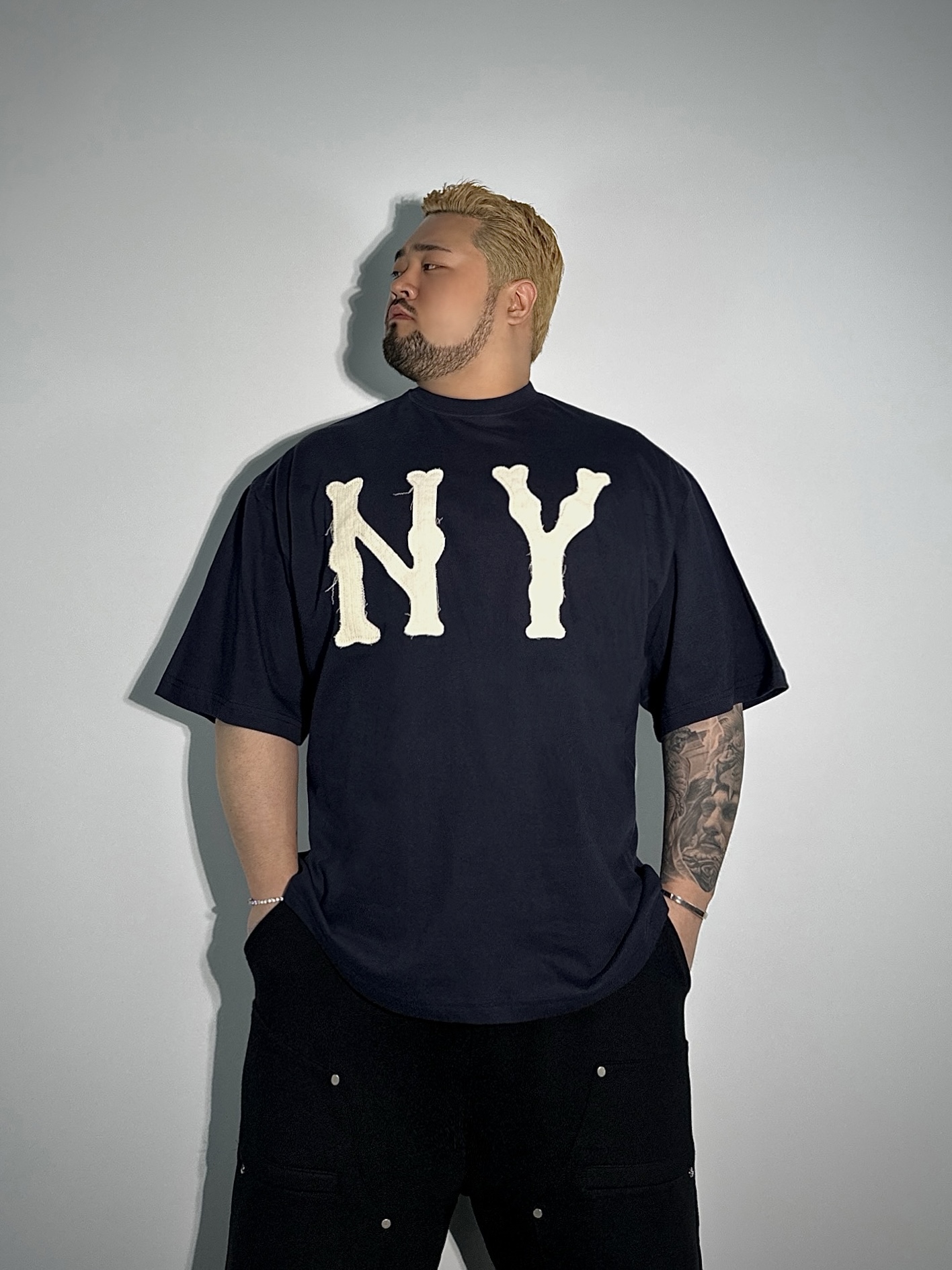 NY 빈티지 패치 오버 반팔티 3COLOR 빅사이즈 박스핏 오버핏 티셔츠 에이오알닷 - 상세 이미지 5