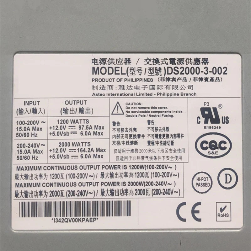 Artesyn TC4600 오리지널 PSU 2000W 전원공급장치 DS2000-3-002 DS2000-3 거신
