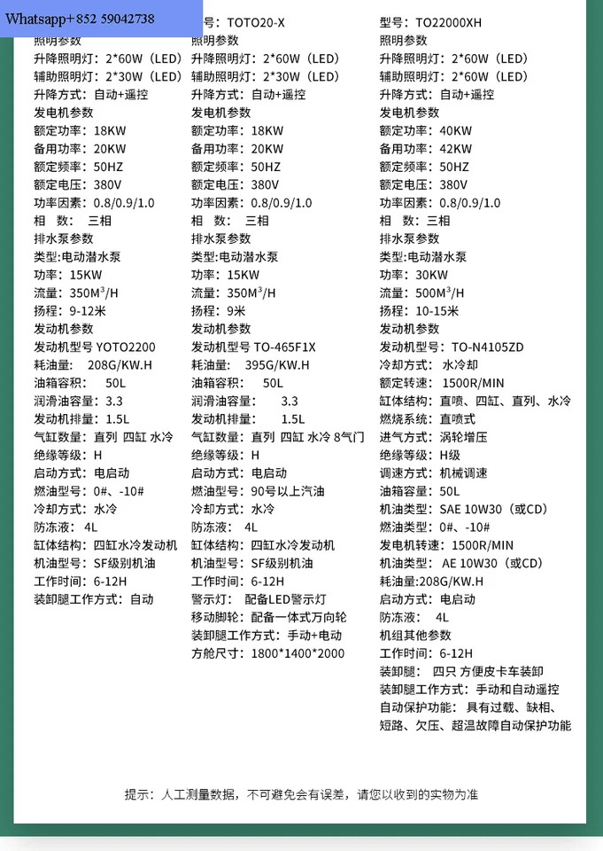 홍수 제어 자동 적재 배수 사각 캐빈 비상 리프팅 발전기 조명 펌프 트럭 고유량 워터펌프