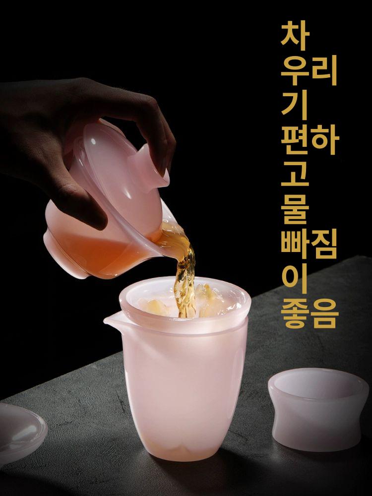 옥 개완 차 유약 그릇 옥자기 컵 잔 다완 다기 대용량 전통 다도 찻잔 차도구 수공예 - 상세 이미지 3