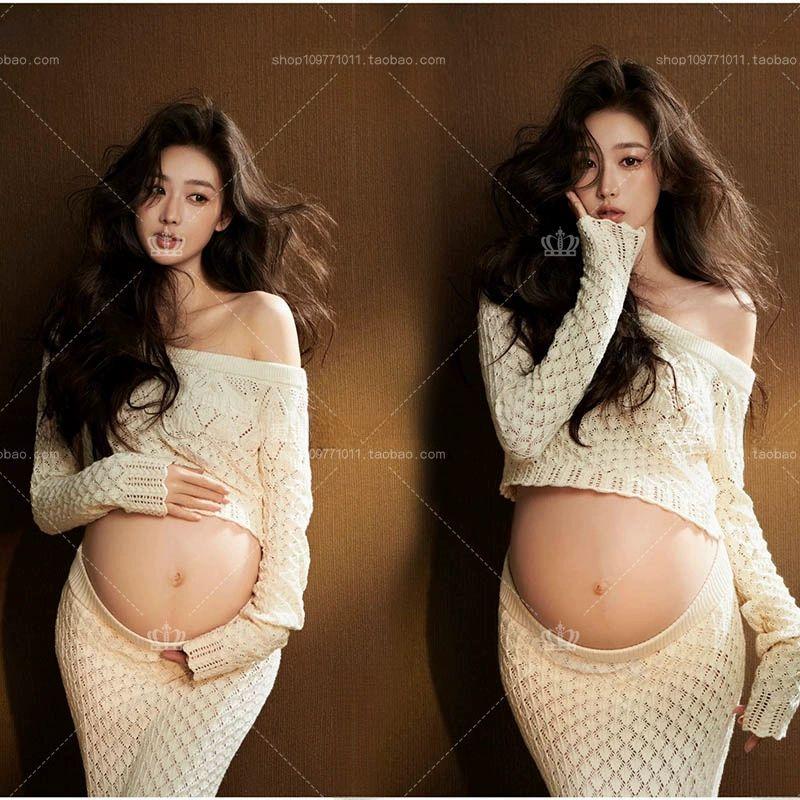 슬림 원피스 임부복 촬영 니트 출산 여름 샤워 반팔 레이스 쉬폰 수유 골지 겨울 - 상세 이미지 2