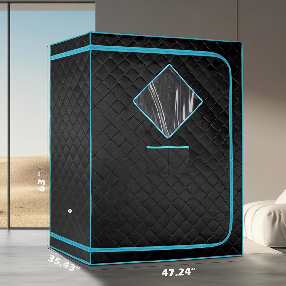 원격, 1600W 난방, 탄소 패널 3개, 붉은 조명 테라피 및 의자 2개, 건식 휴식을 위한 홈 스파 텐트(47.2 x35.4 x63 )를 갖춘 2인용 휴대용 풀 스펙트럼 적외선 - 상세 이미지 2