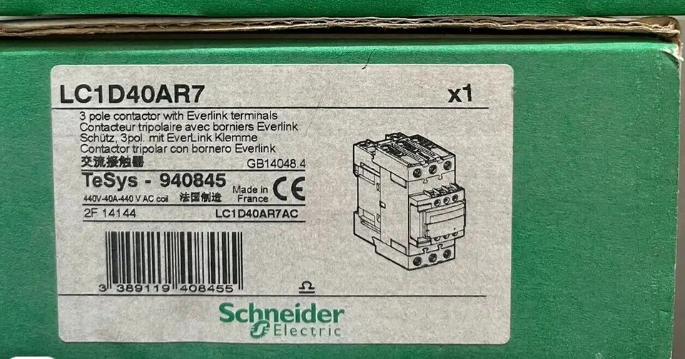 Schneider Everlink 터미널 3 극 접촉기피드 LC1D40AR7 신