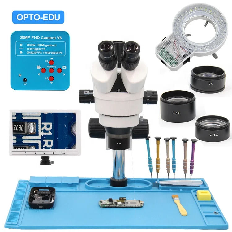 OPTO-EDU A23.1503 9 LCD 디지털 줌 스테레오 휴대 전화 수리 현미경