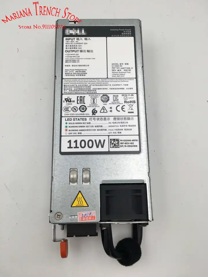 E1100D-S0 DELL R620 R720 R520 R730XD R740 1100W 48V DC 전원공급장치